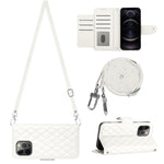 Custodia portafoglio in pelle con texture rombica per iPhone 12 e