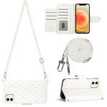 Custodia portafoglio in pelle con texture rombica per iPhone 12 e