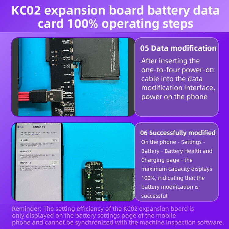 Scheda di espansione per la riparazione dei dati della batteria i2C KC02 che modifica l'efficienza della batteria per iPhone 11-15 Pro Max, KC02