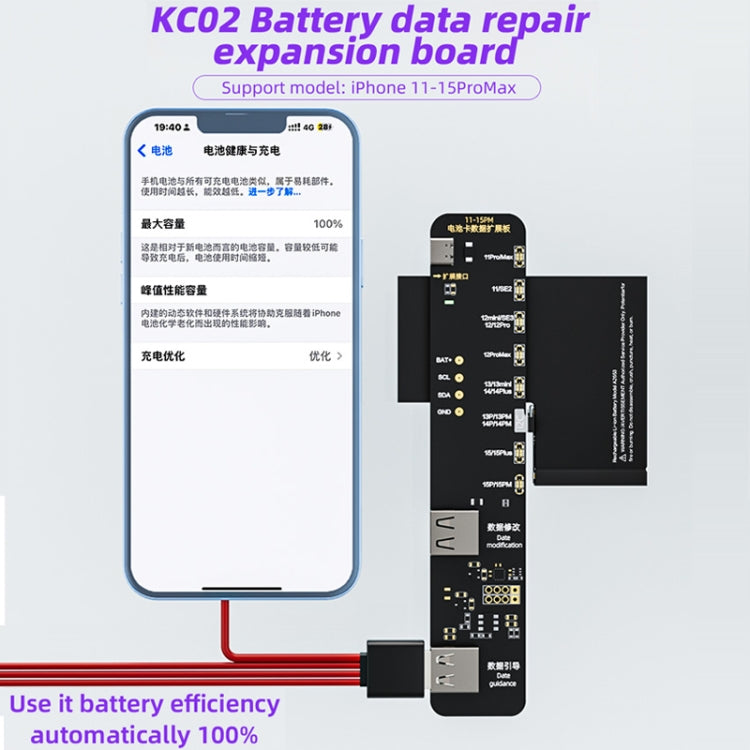 i2C KC02 Battery Data Repair Expansion Board Modifying Battery Efficiency for iPhone 11-15 Pro Max, KC02