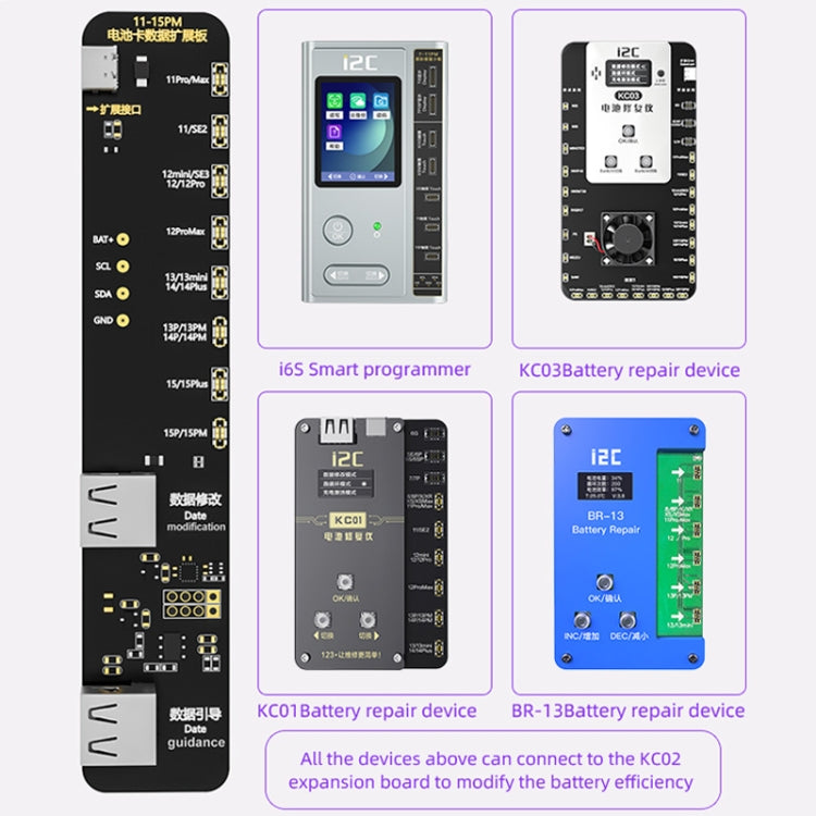 i2C KC02 Battery Data Repair Expansion Board Modifying Battery Efficiency for iPhone 11-15 Pro Max, KC02