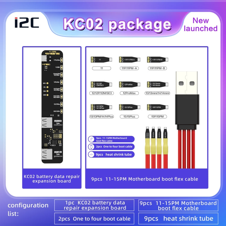 i2C KC02 Battery Data Repair Expansion Board Modifying Battery Efficiency for iPhone 11-15 Pro Max, KC02