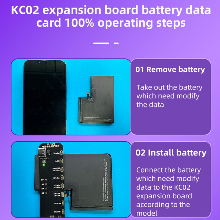 i2C KC02 Battery Data Repair Expansion Board Modifying Battery Efficiency for iPhone 11-15 Pro Max, KC02