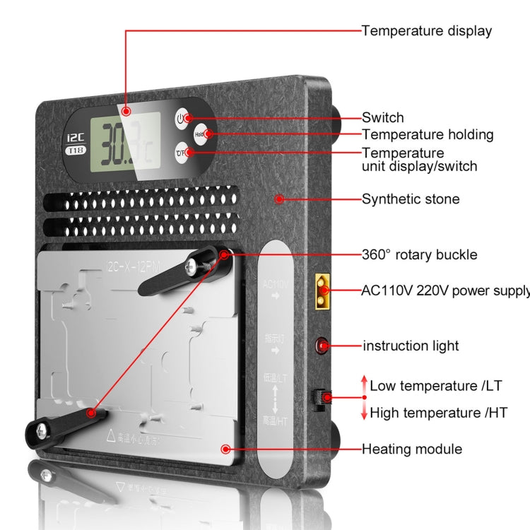 Layered desoldering station with PCB motherboard with i2C LCD display T18 with universal module, With Universal Module