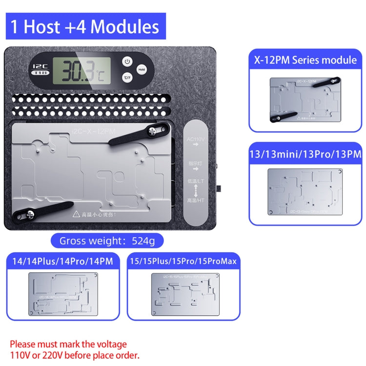 Stazione dissaldante a strati della scheda madre PCB con display LCD i2C T18 per iPhone X-15 Pro Max, For iPhone X-15 Pro Max Module