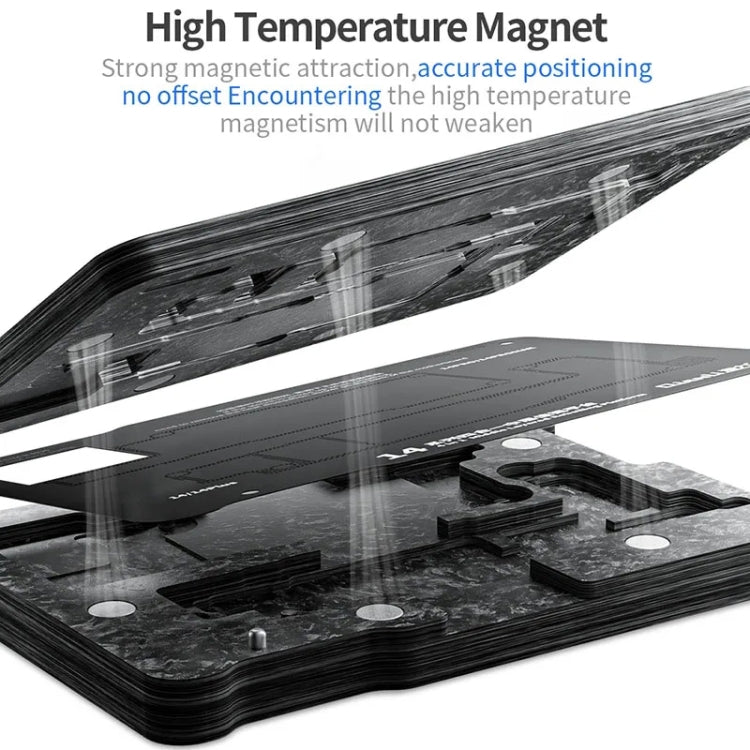 Piattaforma di reballing BGA a strato intermedio magnetico Qianli, For iPhone 15 Series, For iPhone 14 Series