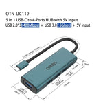 Onten UC119 HUB USB-C 5 in 1 con 4 porte USB-A