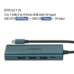 Onten UC119 HUB USB-C 5 in 1 con 4 porte USB-A