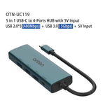 Onten UC119 HUB USB-C 5 in 1 con 4 porte USB-A