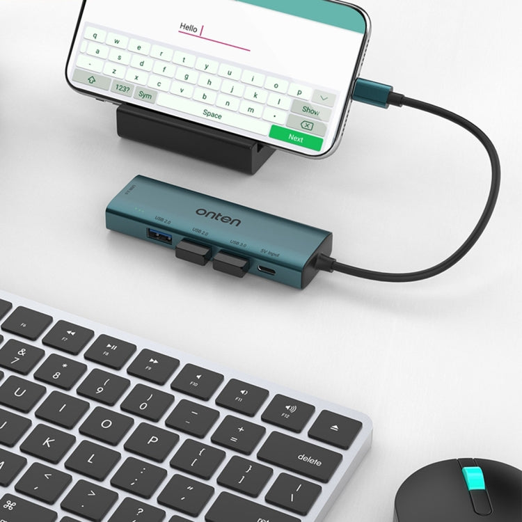 Onten UC119 HUB USB-C 5 in 1 con 4 porte USB-A