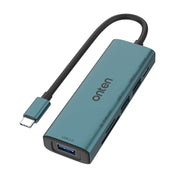 Onten UC120 Lettore di schede 6 in 1 da USB-C a SD/TF con HUB USB a 3 porte e ingresso 5V, UC120