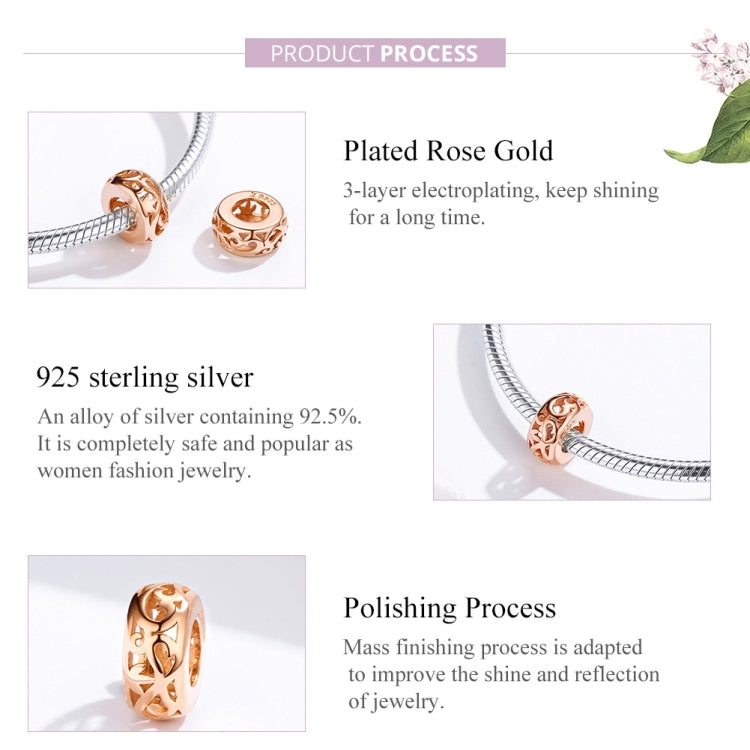 Accessori per braccialetti fai-da-te con perle in argento sterling S925 Perline sfuse in oro rosa cavo