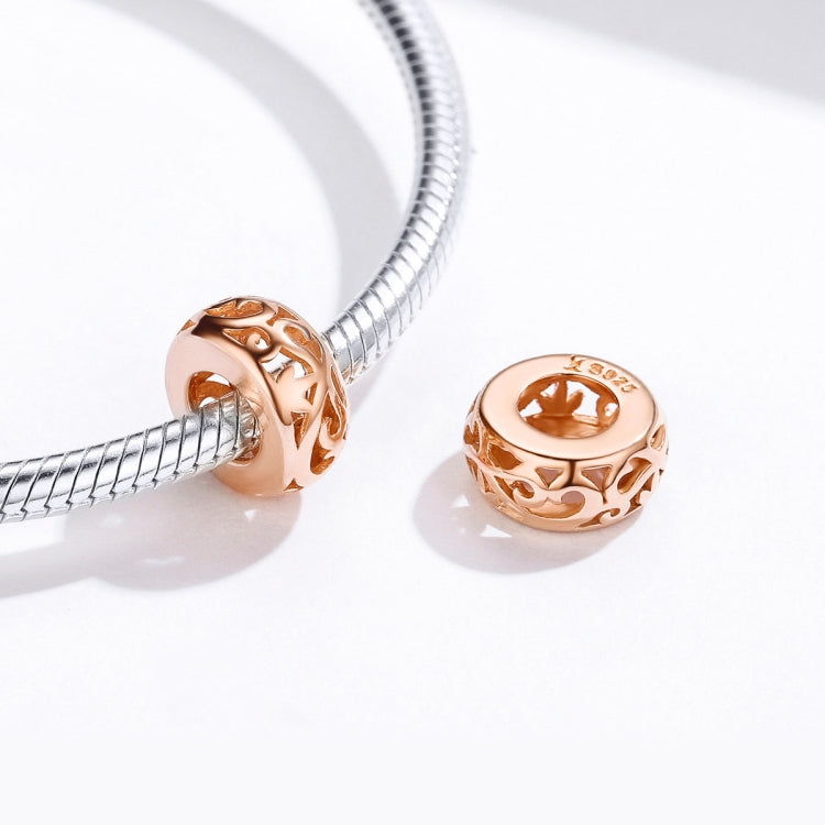 Accessori per braccialetti fai-da-te con perle in argento sterling S925 Perline sfuse in oro rosa cavo