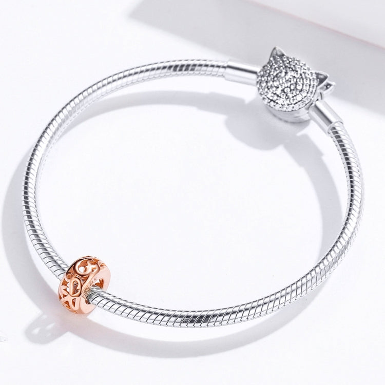 Accessori per braccialetti fai-da-te con perle in argento sterling S925 Perline sfuse in oro rosa cavo