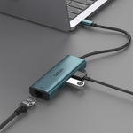 Onten UC121 HUB 5 in 1 da USB-C/Type-C a USB 3.0 con ingresso 5V e scheda di rete 100Mbps, UC121