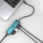 Onten UC122 6 in 1 da USB-C/Tipo-C a SD + scheda TF + HUB USB 3.0 con ingresso 5 V e scheda di rete 100 Mbps, UC122