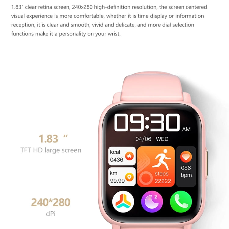 DM60+ Orologio sportivo intelligente BT5.2 da 1,83 pollici, supporto chiamata Bluetooth/sonno/glicemia/ossigeno nel sangue/temperatura/frequenza cardiaca/monitoraggio della pressione sanguigna