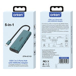 Onten UC123 Docking station HUB 5 in 1 da USB-C/Tipo-C a HDMI + USB 3.0 con ingresso 5V, UC123