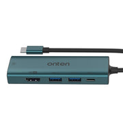 Onten UC125 HUB multifunzione 5 in 1 da USB-C / Type-C a HDMI+USB3.0+PD3.0 con scheda di rete da 100 Mbps, UC125