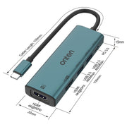 Onten UC126 Docking station HUB multifunzione 5 in 1 da USB-C/Tipo-C a doppio HDM I+ USB2.0 + PD3.0, UC126