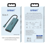 Onten UC126 Docking station HUB multifunzione 5 in 1 da USB-C/Tipo-C a doppio HDM I+ USB2.0 + PD3.0, UC126