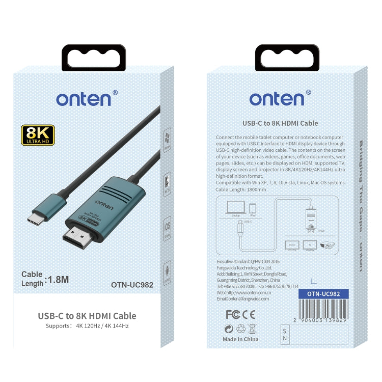 Cavo USB-C a HDMI 8K 60Hz 1,8m Onten UC982