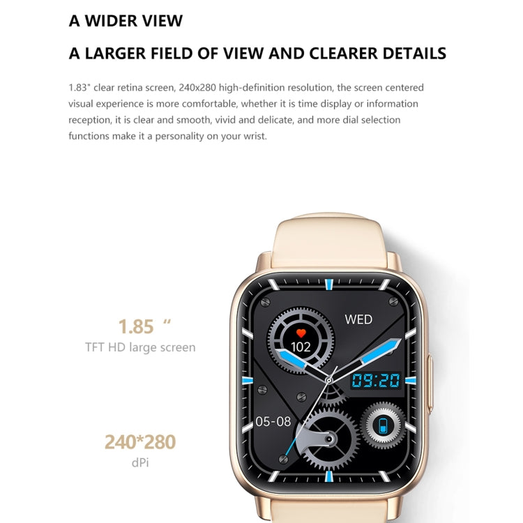 DM05 Orologio sportivo intelligente BT5.2 da 1,83 pollici, supporto per sonno/frequenza cardiaca/ossigeno nel sangue/temperatura/zucchero cardiaco/monitoraggio della pressione sanguigna