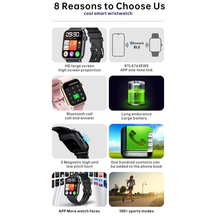 QS08 PRO Orologio sportivo intelligente BT5.2 da 1,83 pollici, supporto per sonno/frequenza cardiaca/ossigeno nel sangue/temperatura/monitoraggio della pressione sanguigna
