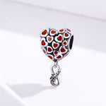 Accessori per collana braccialetto fai-da-te con perline a cuore rosso in argento sterling S925
