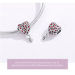 Accessori per collana braccialetto fai-da-te con perline a cuore rosso in argento sterling S925