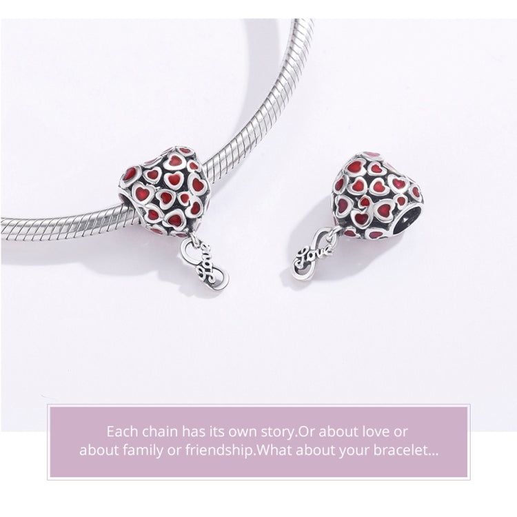 Accessori per collana braccialetto fai-da-te con perline a cuore rosso in argento sterling S925