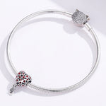 Accessori per collana braccialetto fai-da-te con perline a cuore rosso in argento sterling S925