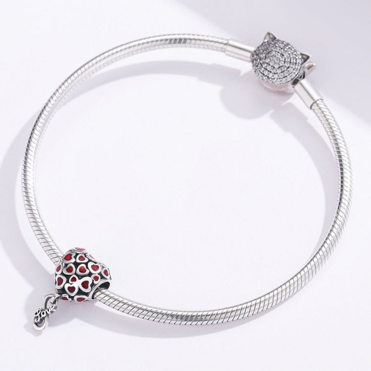 Accessori per collana braccialetto fai-da-te con perline a cuore rosso in argento sterling S925