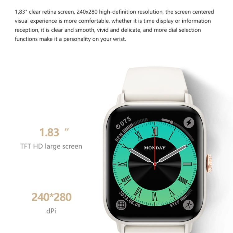 QS13 Orologio sportivo intelligente BT5.2 da 1,83 pollici, supporto chiamata Bluetooth/sonno/glicemia/ossigeno nel sangue/frequenza cardiaca/monitoraggio della pressione sanguigna