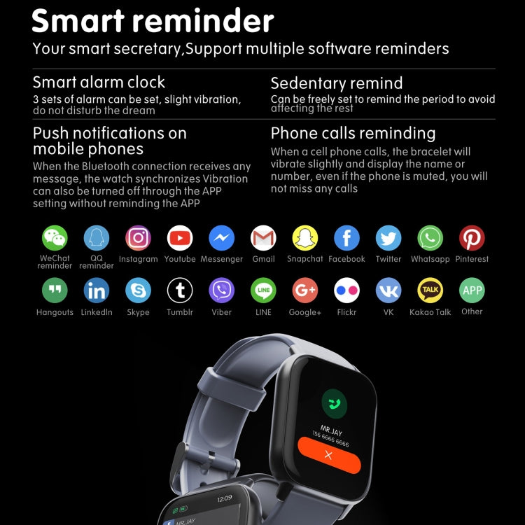 Orologio sportivo intelligente QS16 Pro BT5.0 da 1,83 pollici, supporto chiamata Bluetooth/sonno/ossigeno nel sangue/temperatura/frequenza cardiaca/monitoraggio della pressione sanguigna