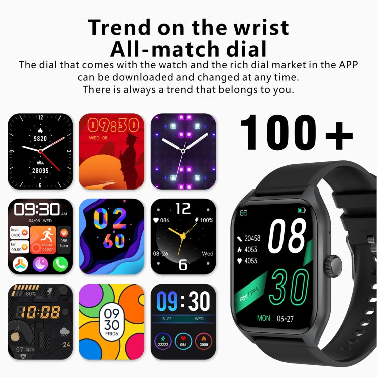 Qx5 Orologio sportivo intelligente BT5.2 da 1,96 pollici, supporto chiamata Bluetooth/sonno/ossigeno nel sangue/temperatura/frequenza cardiaca/monitoraggio della pressione sanguigna