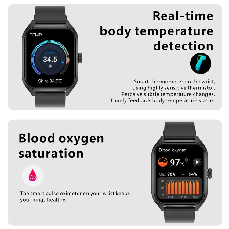 Qx5 Orologio sportivo intelligente BT5.2 da 1,96 pollici, supporto chiamata Bluetooth/sonno/ossigeno nel sangue/temperatura/frequenza cardiaca/monitoraggio della pressione sanguigna