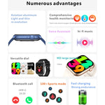 Orologio sportivo intelligente QX7 Pro da 2,0 pollici BT5.2, supporto per chiamate Bluetooth/sonno/glicemia/ossigeno nel sangue/temperatura/frequenza cardiaca/monitoraggio della pressione sanguigna