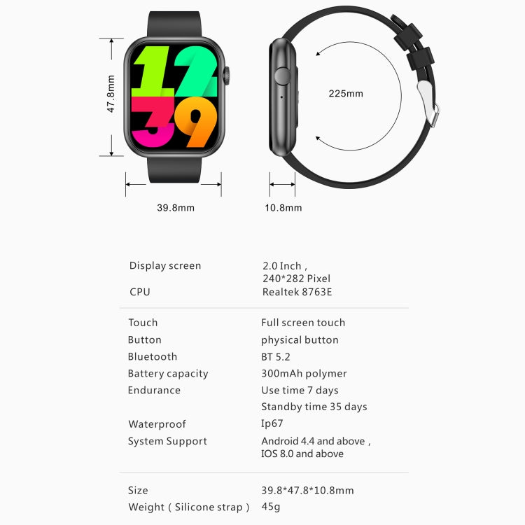 Orologio sportivo intelligente QX7 Pro da 2,0 pollici BT5.2, supporto per chiamate Bluetooth/sonno/glicemia/ossigeno nel sangue/temperatura/frequenza cardiaca/monitoraggio della pressione sanguigna