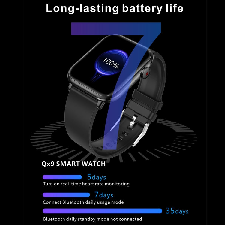QX9 Orologio sportivo intelligente BT5.2 da 1,96 pollici, supporto per chiamate Bluetooth/sonno/ossigeno nel sangue/frequenza cardiaca/monitoraggio della pressione sanguigna
