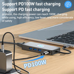 BYL-2401 Docking station HUB 8 in 1 da tipo C a PD100W + USB 3.0 + HDMI + DP + RJ45 HUB, BYL-2401