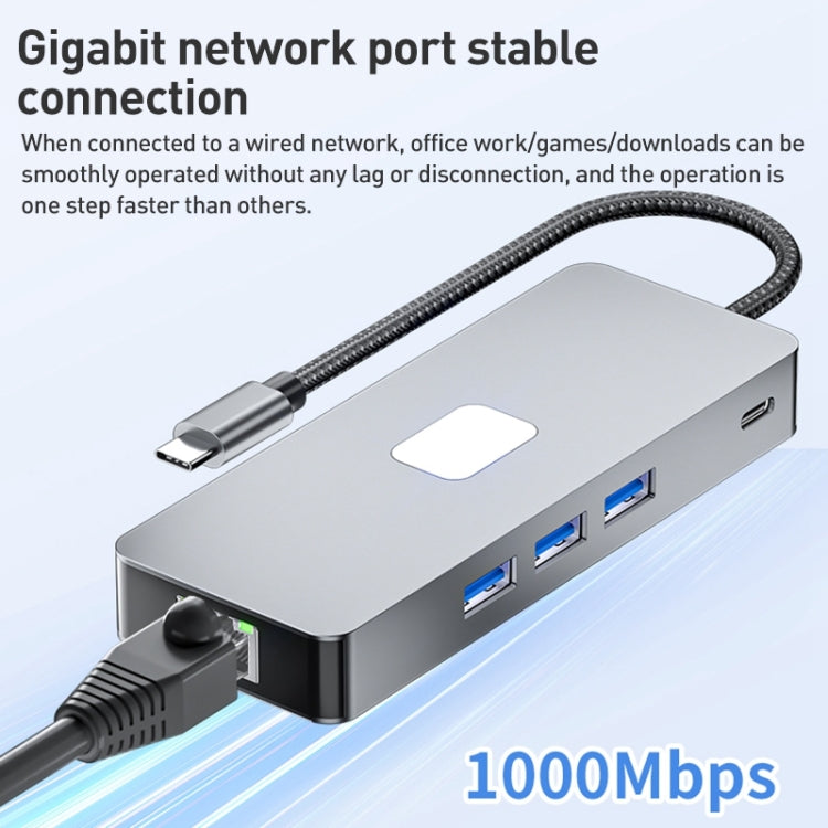 BYL-2401 Docking station HUB 8 in 1 da tipo C a PD100W + USB 3.0 + HDMI + DP + RJ45 HUB, BYL-2401
