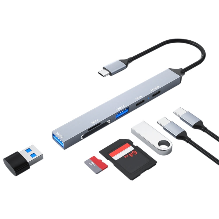 ADS-807 PD100 6 in 1 da tipo C a PD100W + USB 3.0 + USB 2.0 + docking station HUB SD/TF, ADS-807
