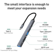ADS-807 PD100 6 in 1 da tipo C a PD100W + USB 3.0 + USB 2.0 + docking station HUB SD/TF, ADS-807