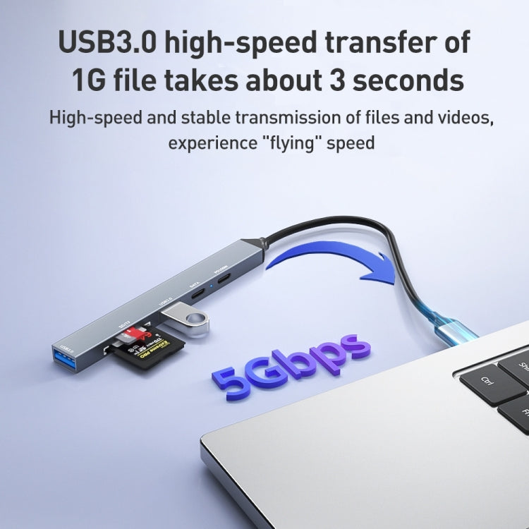 ADS-807 PD100 6 in 1 da tipo C a PD100W + USB 3.0 + USB 2.0 + docking station HUB SD/TF, ADS-807