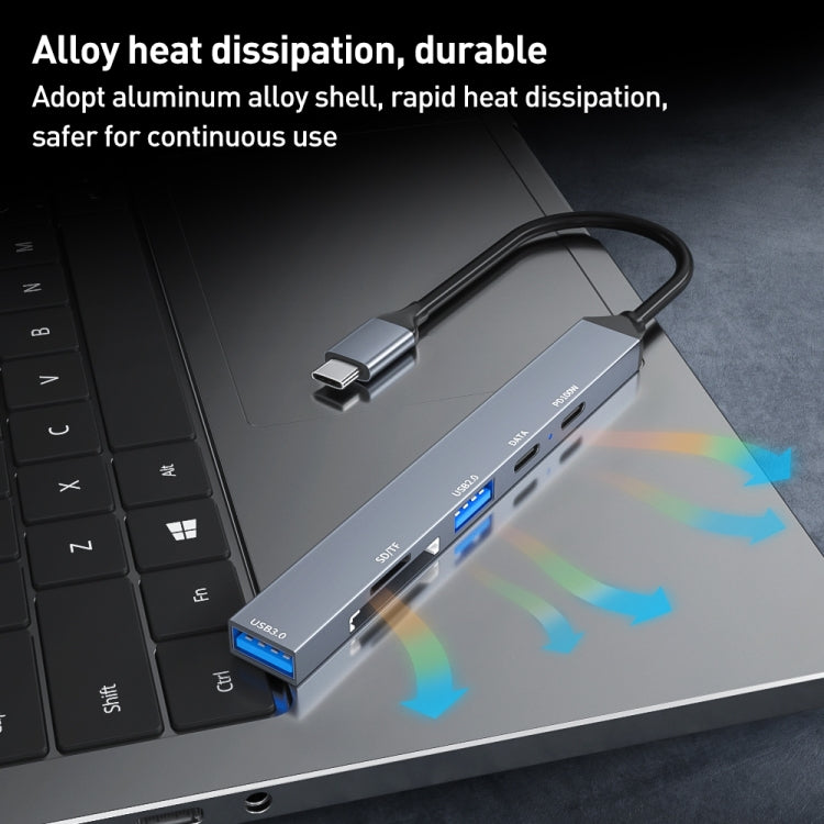 ADS-807 PD100 6 in 1 da tipo C a PD100W + USB 3.0 + USB 2.0 + docking station HUB SD/TF, ADS-807