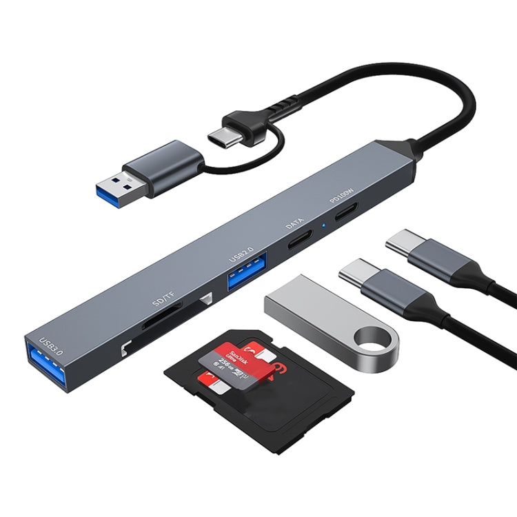 ADS-807D 6 in 1 USB + Tipo C a PD100W + USB 3.0/2.0 + Docking station HUB SD/TF, ADS-807D
