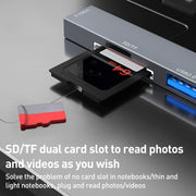 ADS-807D 6 in 1 USB + Tipo C a PD100W + USB 3.0/2.0 + Docking station HUB SD/TF, ADS-807D