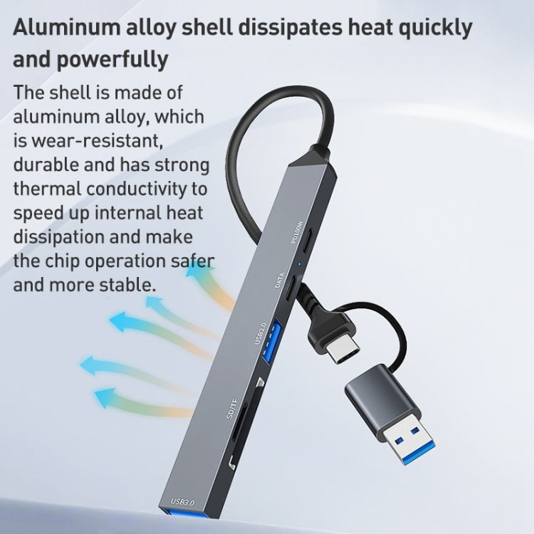 ADS-807D 6 in 1 USB + Tipo C a PD100W + USB 3.0/2.0 + Docking station HUB SD/TF, ADS-807D