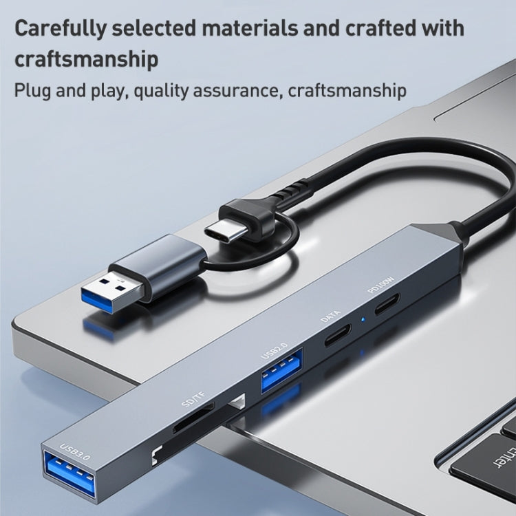 ADS-807D 6 in 1 USB + Tipo C a PD100W + USB 3.0/2.0 + Docking station HUB SD/TF, ADS-807D